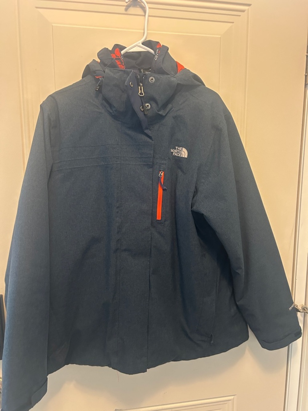 The North Face Navy Blue Jacket with Orange Trim